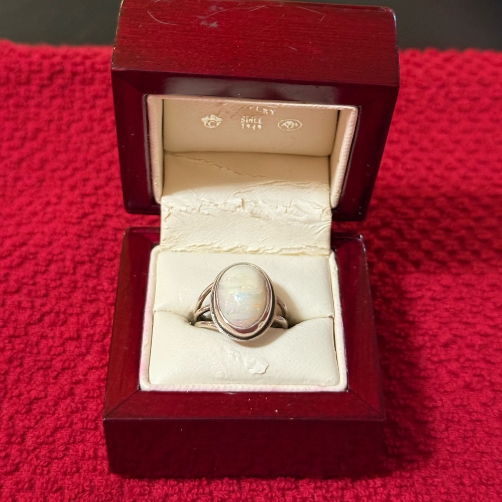 Sterling Silver Opal Ring 10 x 14mm Opal
